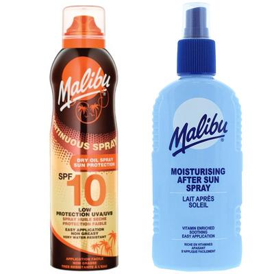 Spray de Óleo Seco Malibu FPS10 175ml + Bálsamo Spray Pós-Sol 200ml