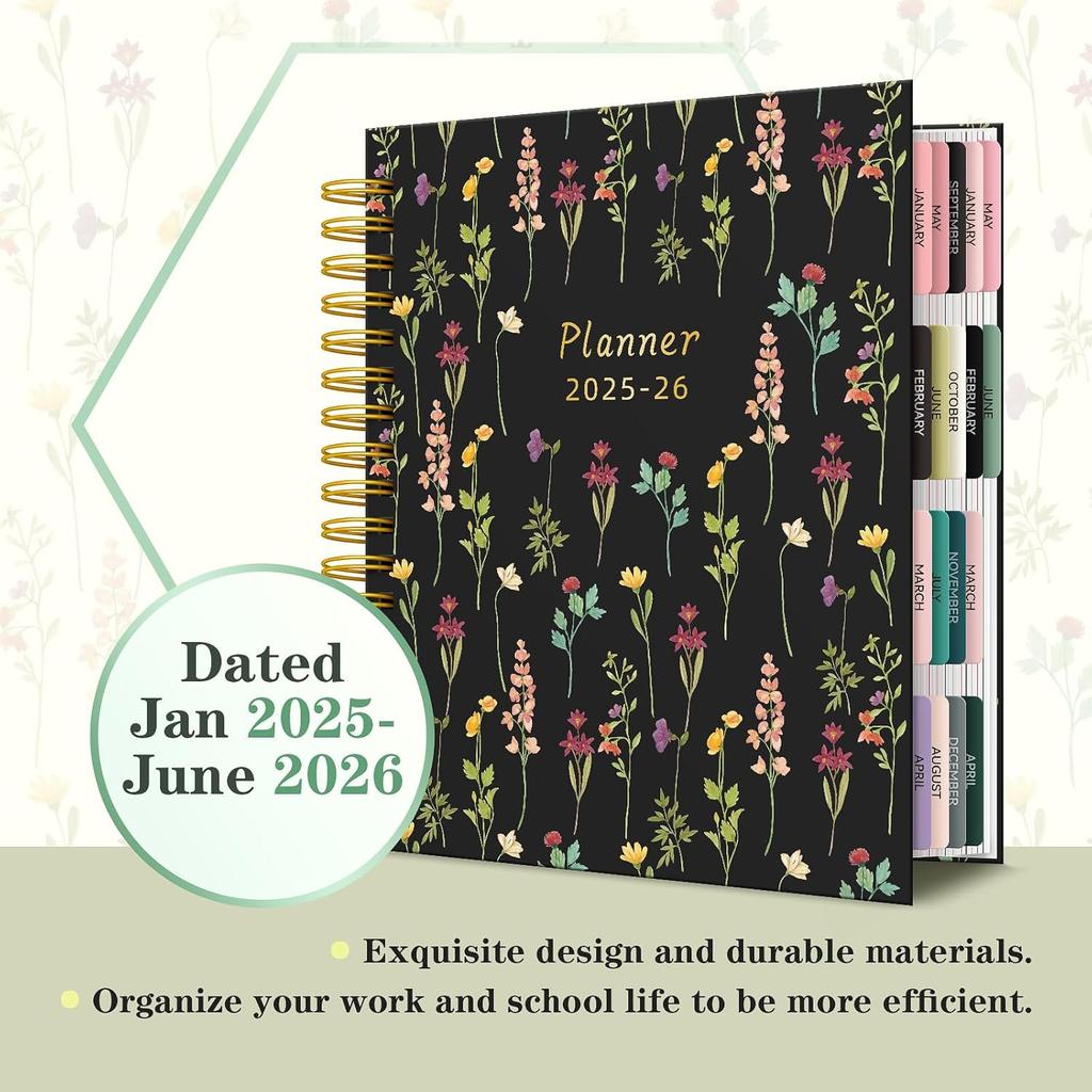 18 Month Weekly & Monthly Planner 2025 Spiral Bound Hard Cover Planner with Stickers & Gift Box, Jan 2025- Jul 2026 Large Daily Notebook