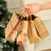 12pcs Christmas Snowflake Kraft Paper Bags with Handles Biscuit Candy Packaging Bag Xmas Tree Gift Pouch Home Decor Xmas Party
