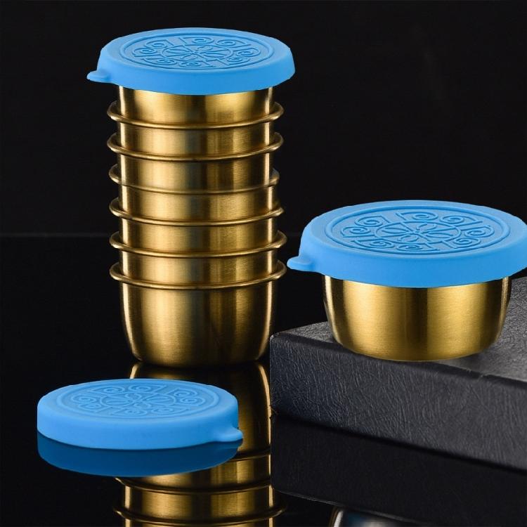 6Pcs Multipurpose 304Stainless Steel Condiment Holders Condiment Cups Snacks Container with Lid for Meal Organization