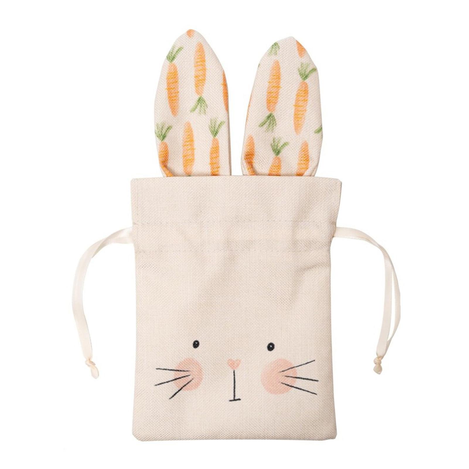 

Мешочки на шнурке с пасхальным кроликом, милый тканевый мешочек для конфет, перекуса, очаровательный мешочек для угощений с кроличьими ушками для детей, мальчиков, девочек, подарочный мешок As Shown