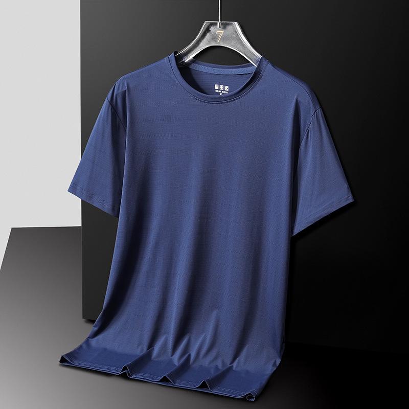 

Мужская спортивная футболка большого размера с коротким рукавом из ледяного шелка, быстросохнущая, свободного кроя 4XL темно-синий