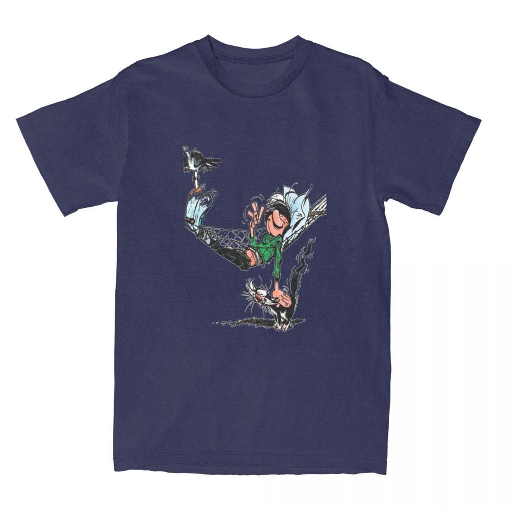 Gaston Lagaffe Comics T-Shirt Unisex Reine Baumwolle Lustiges T-Shirt Rundkragen T-Shirt Kurzarm Kleidung Geschenkidee