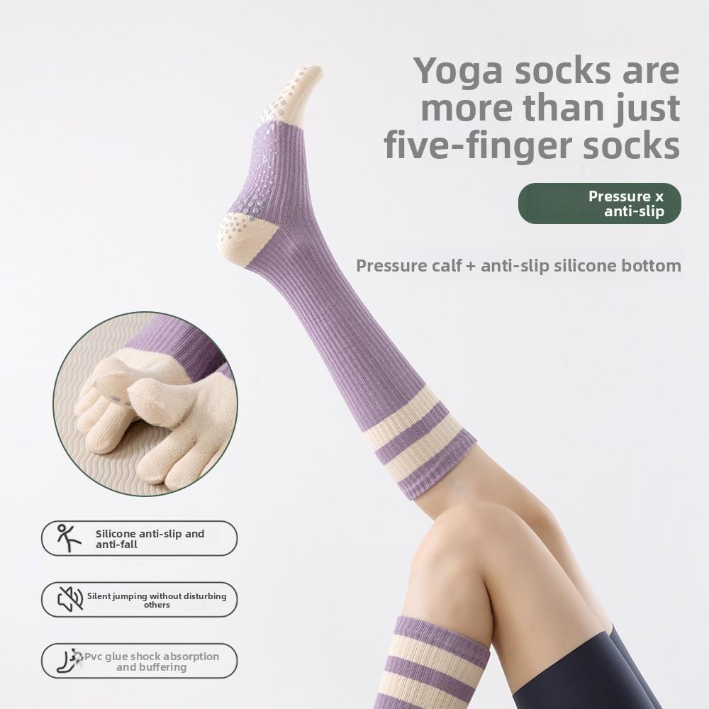 Autumn and Winter Yoga Socks, Anti-slip Women's Five-finger Socks, Calf Socks, Pilates Fitness Socks, Pressure Slimming Thigh-high Socks