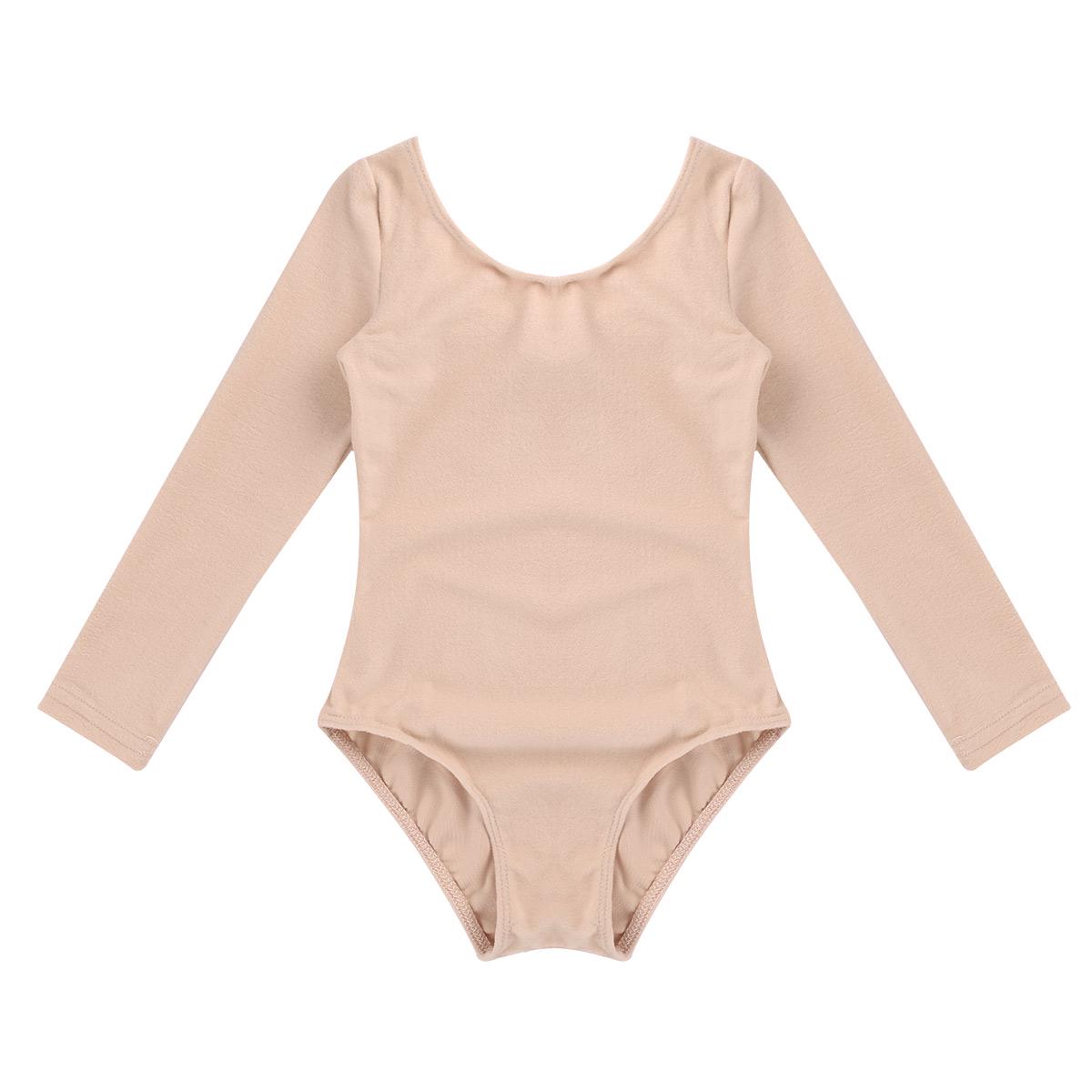 IEFiEL Balletkostuums Kinderen Lange Mouw Dans Bodysuit Gymnastiek Leotard Meisjes Ballet Tutu Danserkleding 5-6 Years abrikoos