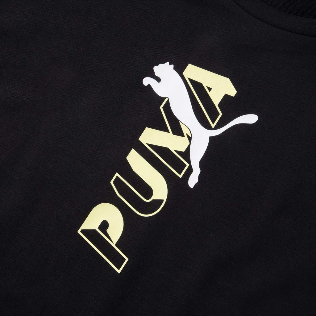 Puma Modern Sports Sweat Tee Breathable Letter Print Logo Color Block Round Neck Pullover Short Sleeve T-Shirt Women Tops Black 588727-01