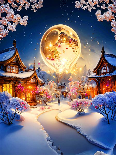 Full Square/round Diy Diamond Painting Moon Castle Home Decor Embroidery Mosaic Winter House Landscape Wall Sticker