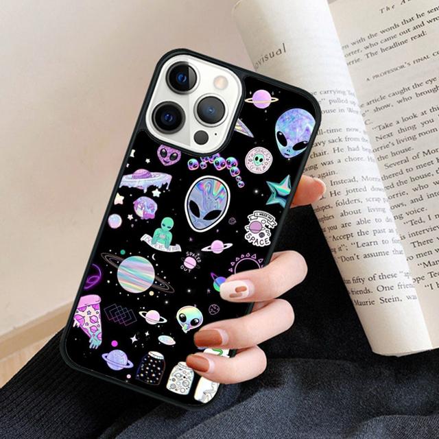 Cartoon Alien Phone Case Cover For iPhone 17 Air 16 15 14 Plus 12 13 Pro Max Coque Shell Fundas