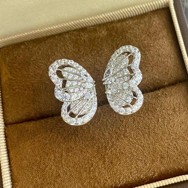 New Vintage 100% Pure 925 Sterling Silver Aaa Zirconia Butterfly Shape Ring For Women Luxury Wedding Jewelry Adjustable Opening