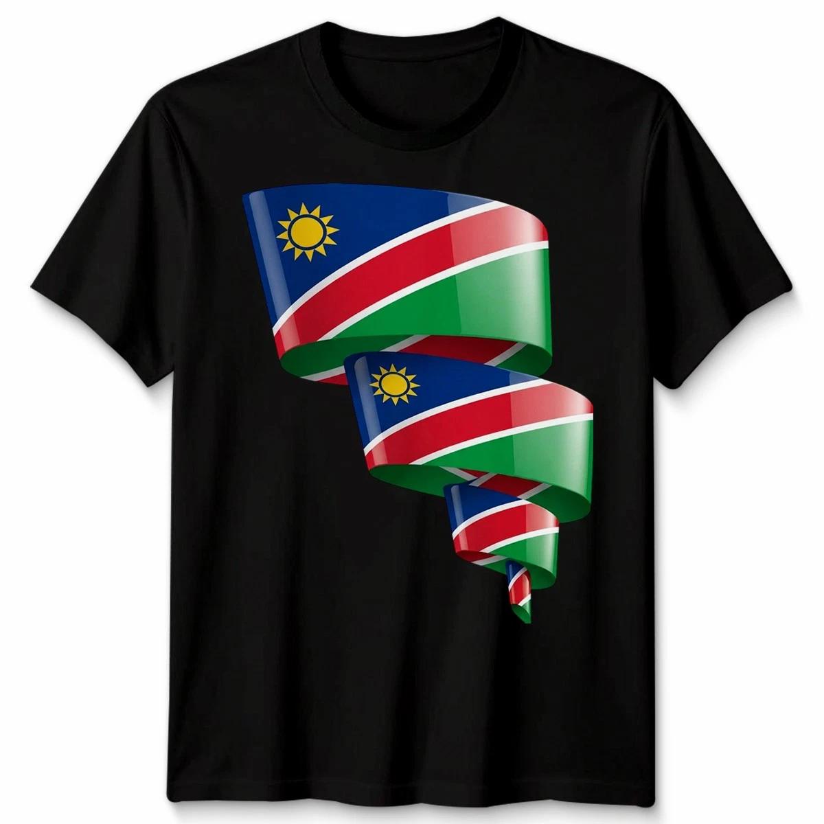 Curled Namibia Flag Namibian Day Football Unisex Light Cotton TShirt Mens Womens 3XL