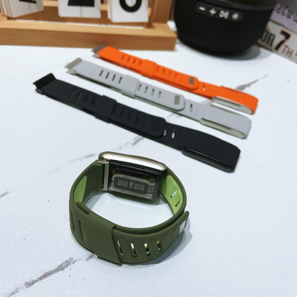 Dual‑Color Soft Silicone Strap for Whoop 5.0 MG, Sports Replacement Wristband with Metal Frame
