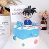 Cartoon Boy Bicycle Cake Decoration with Shaking Head and Birthday Balloons Insert Cards