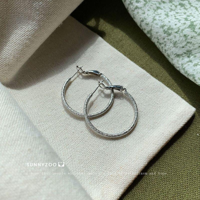 Sunnnyzoo | Classic Return! Super a Silver Frosted Simple Bracelet Earrings Fashion Sexy Niche Style Classy Earrings 3 cm