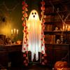 Lightweight Fabric Ghost Prop Halloween Hanging Swing Decoration with Maple Leaf, LED Lighted Large Spooky Tree Ornaments Swinging Remote Control for