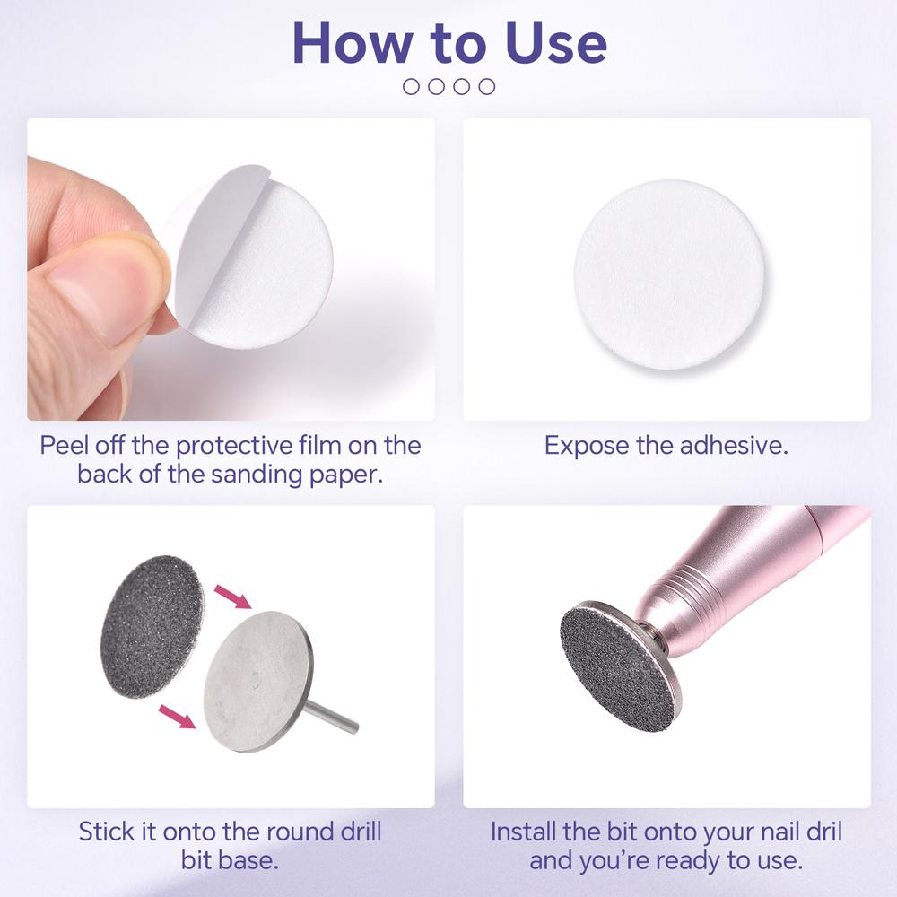 Set austauschbares Schleifpapier für abgestorbene Haut für Maniküre Pediküre mit Metallscheibe Nagelbohreraufsatz Hornhautentfernung Fußpflege Werkzeug Zubehör