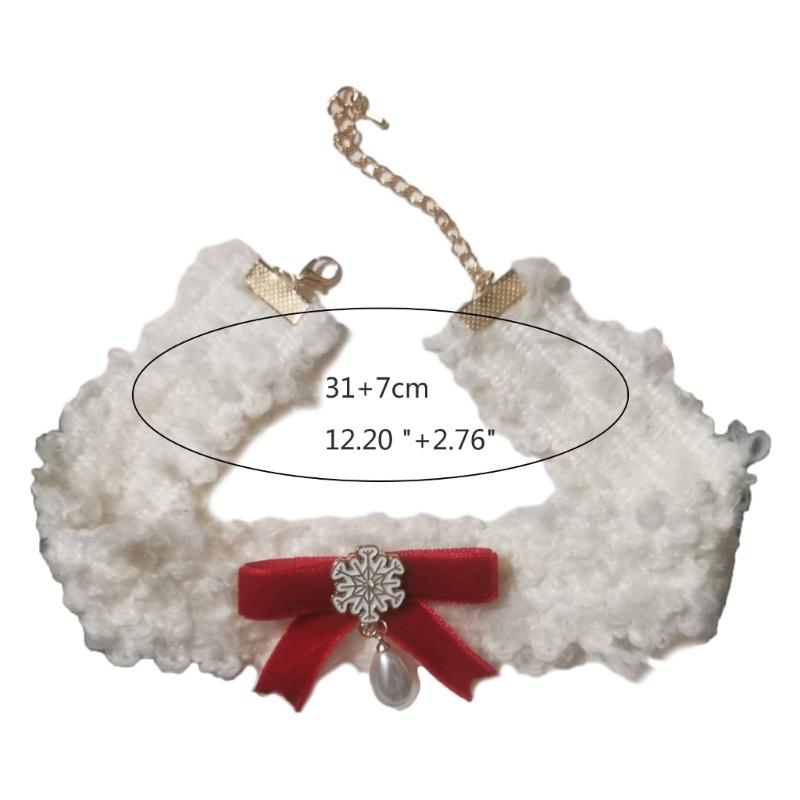 Bohemian Snowflake Pearl Necklace Bowknot Pendant Clavicle Chain Christmas Bows Collarbone Chain for Women Girls