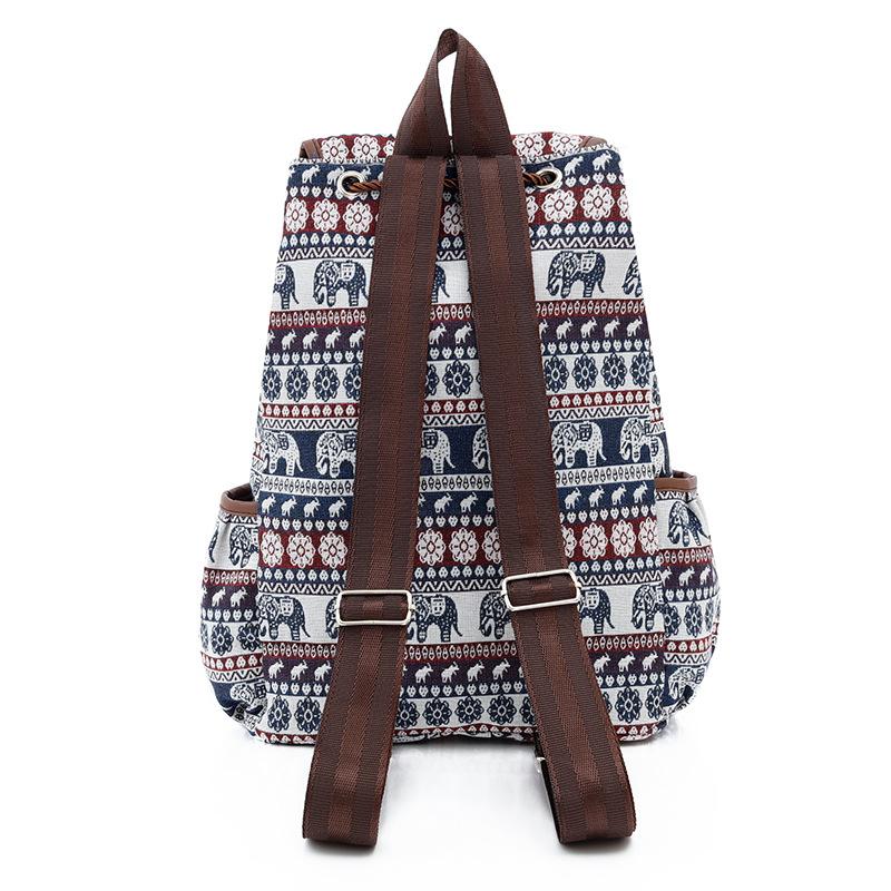 1Pc New Ethnic Style Multi-pocket Backpack Female Mori Foreign Style Large Capacity Canvas Schoolbag Casual Outdoor Small Backpack