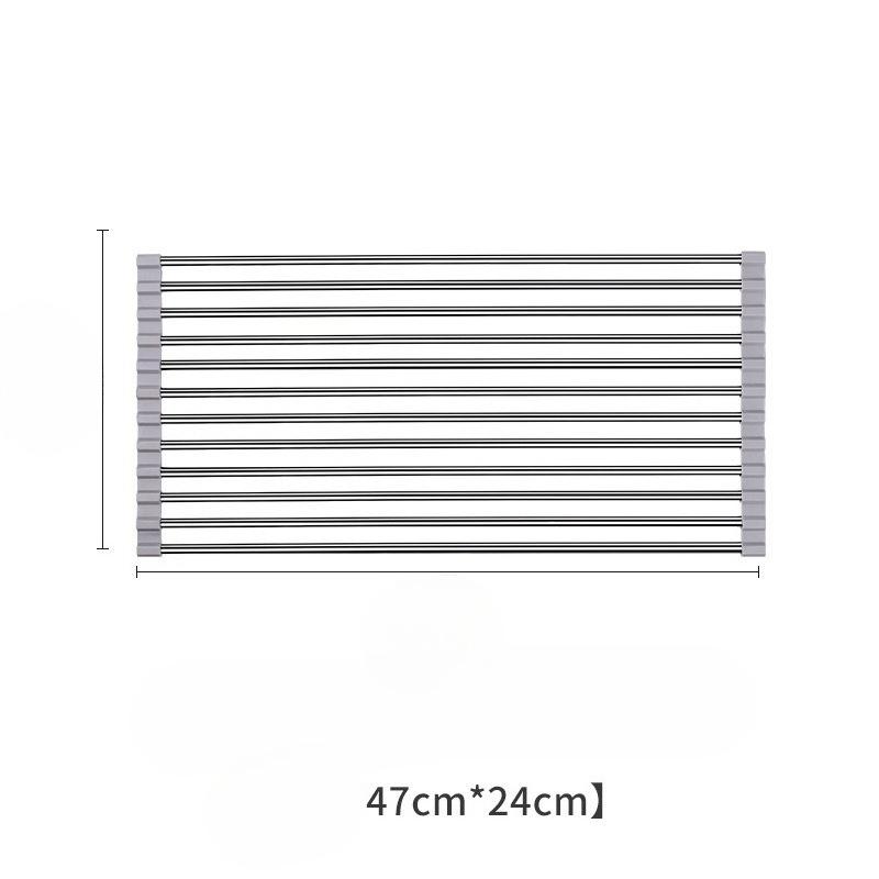 Deluxe Roll-Up Stainless Steel Dish Drying Rack - Space-Saving Over-The-Sink Design, Portable & Anti-Rust,  Dish Drying Rack for Kitchen Counter