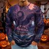 Men's Halloween Print Round Neck Long Sleeve T-Shirt
