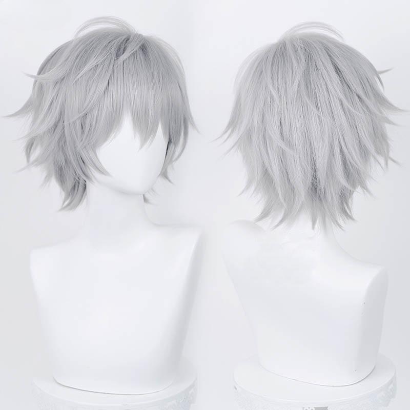 Kaworu Nagisa Cosplay Parykk Anime Eva Kort Lilla Sølvgrå Varmebestandig Syntetisk Hår Halloween Parykker