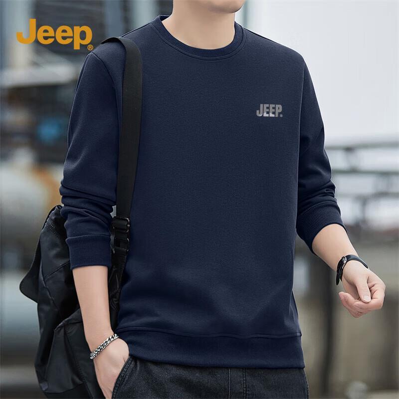 JEEP Men's Round Neck Loose Fit Sweatshirt with Mountain Logo Print