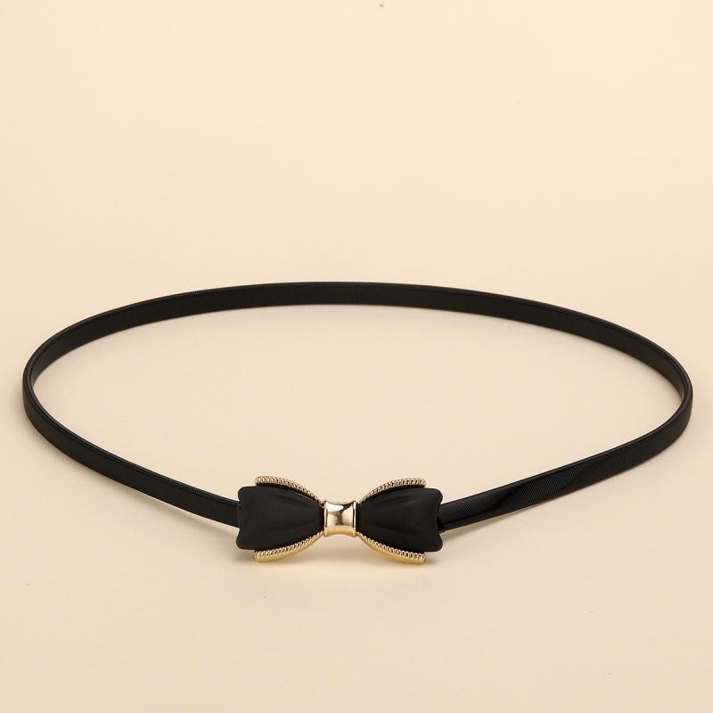 Korean Bow Buckle Metal Chain Belt Women Elastic Skinny Slim Body Thin Waist Belts For Female Lady Dress Shirt Decorative Straps