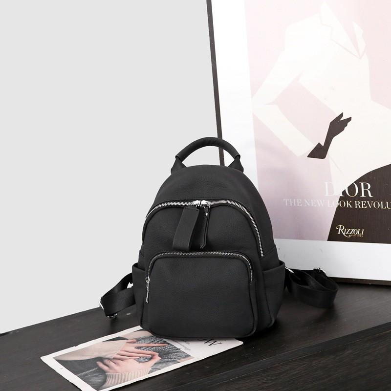

Genuine Leather Women s Bag Togo Top-layer Cowhide Backpack Multi-zipper Interlayer 7002 Fashionable Casual All-matching Contrasting Colors чёрный