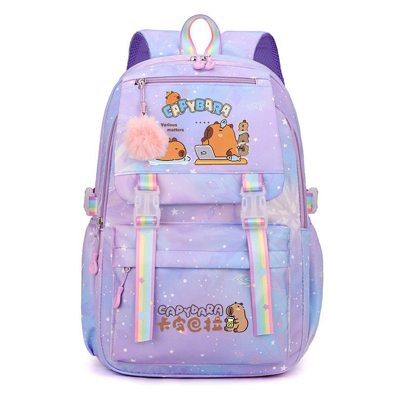 Beliebter 2025 Kapibara Capybara mehrfarbig hübsch, schmutzabweisend und langlebig, niedlicher Grundschulrucksack