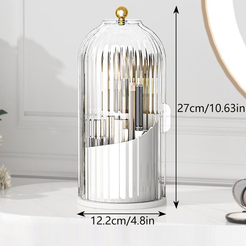 360° Rotating Makeup Brush Holder With Lid Luxury Cosmetic Organizer Lipstick Eyebrow Pencil Holder Eye Shadow Storage Box