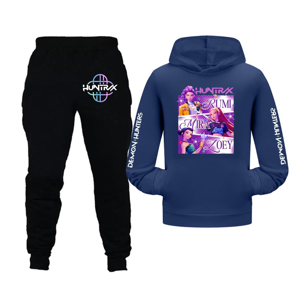 Barn Flickor Långärmad Huvtröja och Byxor Set För Småbarn och Stora Barn 2 Delar Outfits