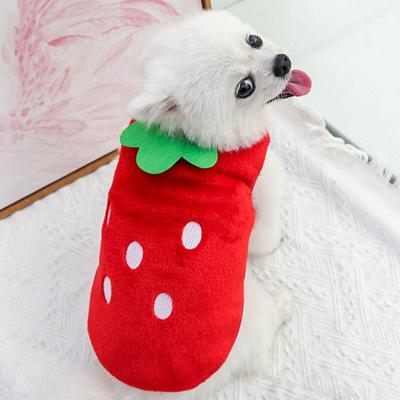 Yousheng Pet Clothing Strawberry Ice Cream Appearance Dress-up Soft Texture Warm Pet Dog Cats Vest Outfit for Autumn