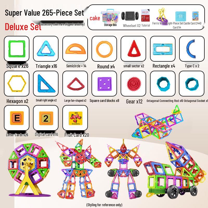 Large Magnetic Building Tiles Set for Kids - Educational Suction Magnet Blocks