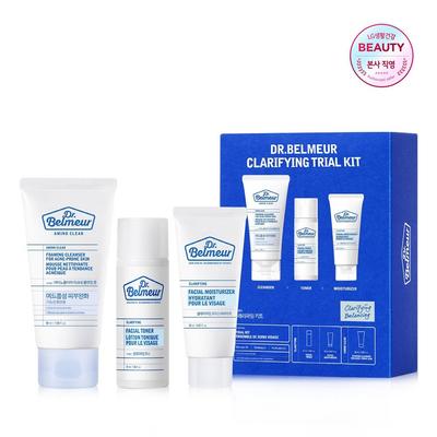 Dr. Belmeur Clarifying Trial Kit Toner 31ml, Moisturizer 20ml, Acne Cleansing Foam 50ml