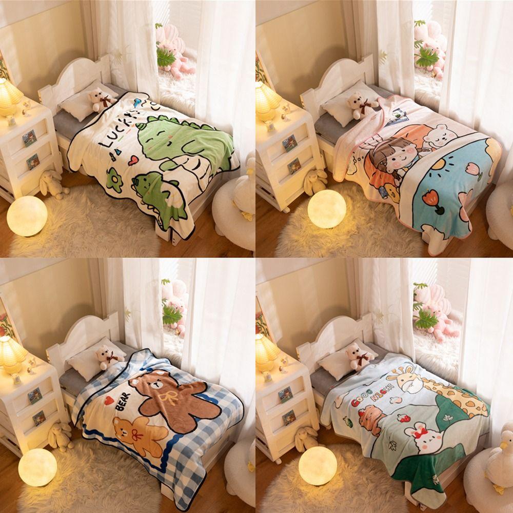 Skin Friendly Cartoon Flannel Blankets Coral Velvet Bed Blanket Bear Throw Blanket Home