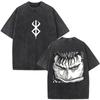 Unisex Washed Anime Berserk Guts T-shirts Swordsman Gatsu Sacrifice Zodd Cosplay T Shirt Oversized Cotton Vintage T Shirts Streetwear