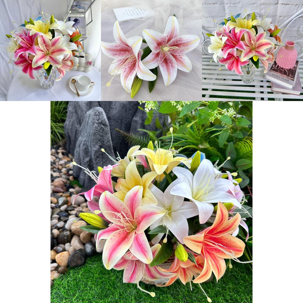 Luxuriöse Lilie 3D-gedruckte künstliche Blumen für Hochzeitsfeiern und Studiogebrauch
