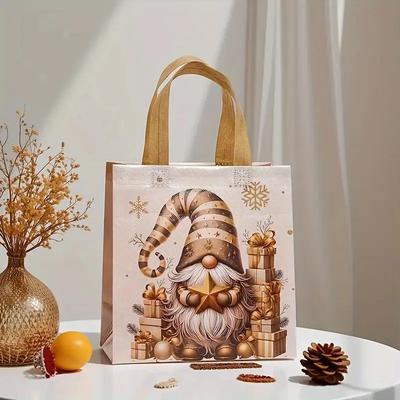 12-36PCS Christmas Tote Bag Gold Waterproof Foldable Large Capacity Shopping Bag Reusable Holiday Gift Bag for Party Supplies