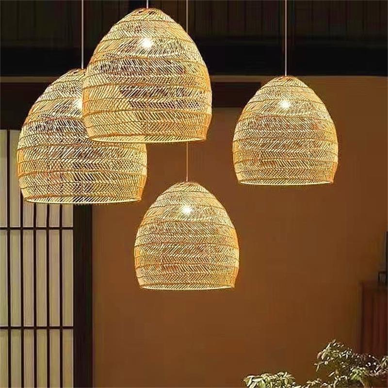 Chinese Style Handmake Rattan Pendant Lights Vintage Hanging Lamps Living Dining Room Loft Home Decor Cafe Restaurant Lighting