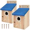 2Pcs Wooden Bird House Outdoor Weatherproof Parrot Bird Nest Breeding Sleeping Box Birdhouse Garden Patio Decorative