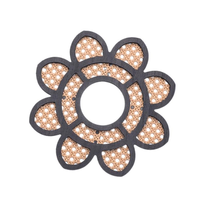 

Богемский плетеный ротанг цветок в форме стены зеркальный декор для гостиной спальни X3UC чёрный