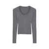 Elegant French Style Long-Sleeve Women's Slim Fit Top - 2026 Autumn/Winter Round Neck Base Layer