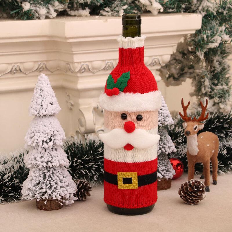 Weihnachtsgestrickter Weinflaschenüberzug