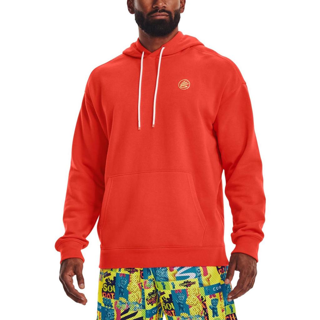 Under Armour FW22 Cartoon Pattern Printed Pullover Hoodie Men Hoodies Red 1374314-860