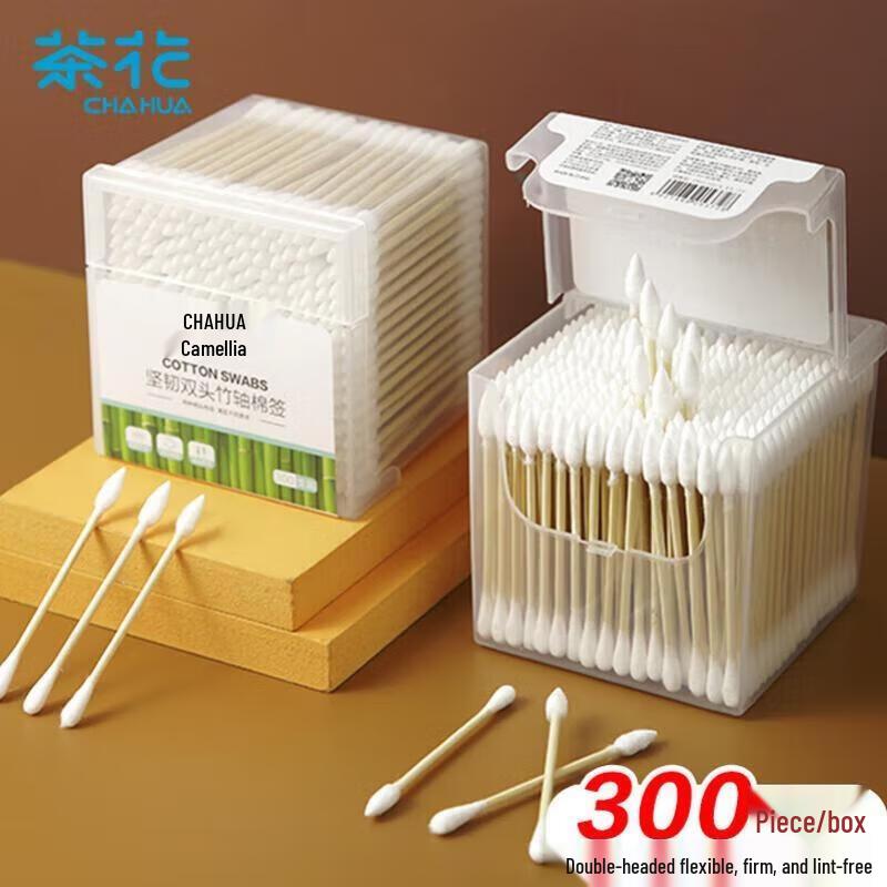 Chahua Double-Headed Bamboo Cotton Swabs, 300 Count