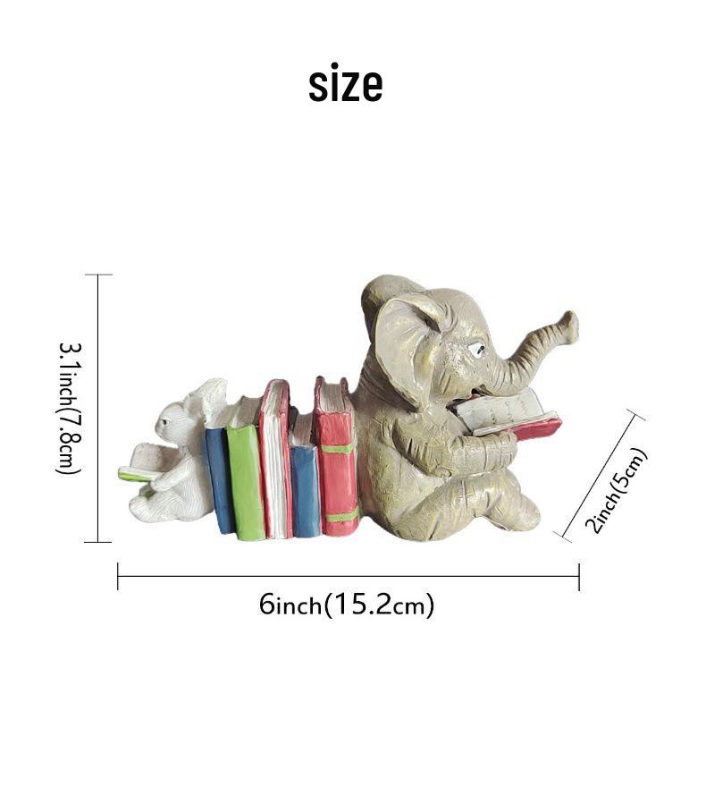 Elephant and Rabbit Reading Garden Resin Ornament for Home or Office Decor