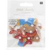 24 Autocollants en bois - hot-dog, frites, glace - multicolore