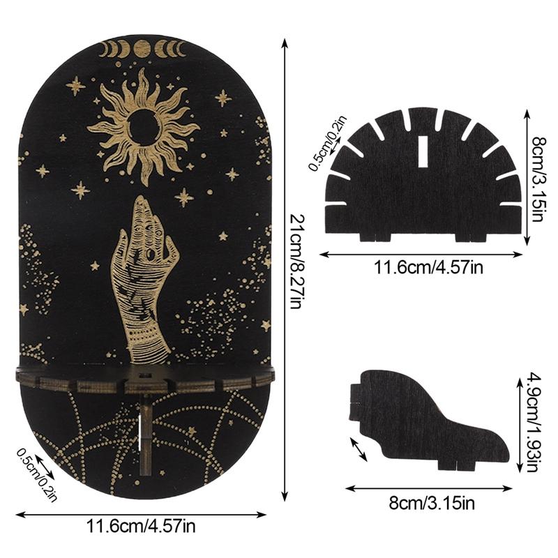 Wooden Black Crystal Display Stand Bohemian Hand Stand Witch Wooden Hanging Bracket Wall Storage Holders Decorative Shelves