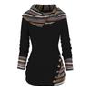 Geometric Stripe Panel Hooded Top Long Sleeve Button Top Pullover Tops For Women