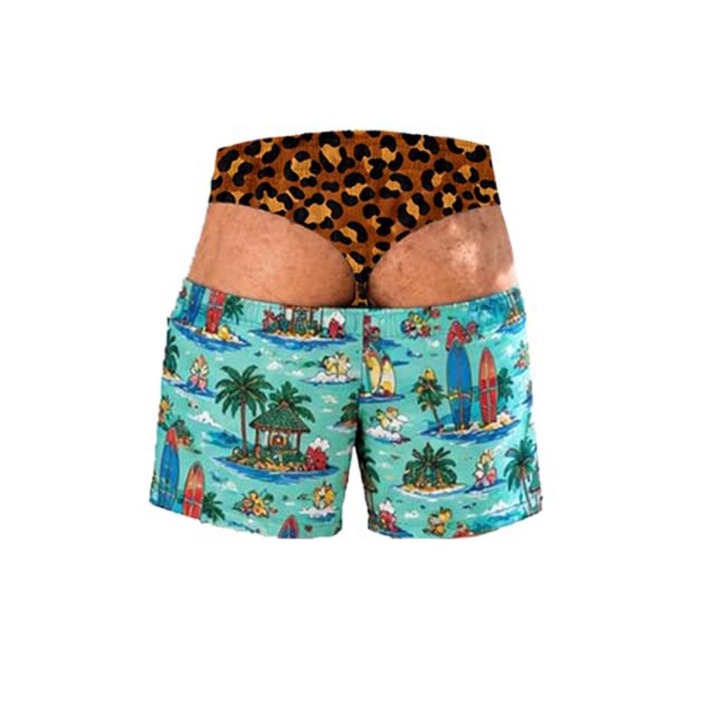 Men's Funny Print Elastic Waist Swim Trunks Beach Shorts for Pool and Beach