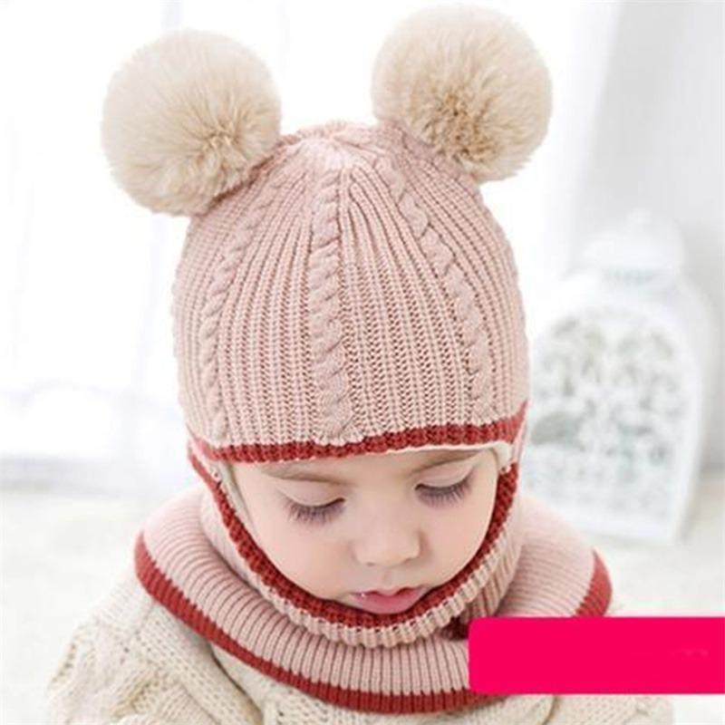 Baby Wintermütze Pompom Kinder Strickmützen Baby Mädchen und Jungen Mütze mit warmem Fleecefutter Mützen für Kinder